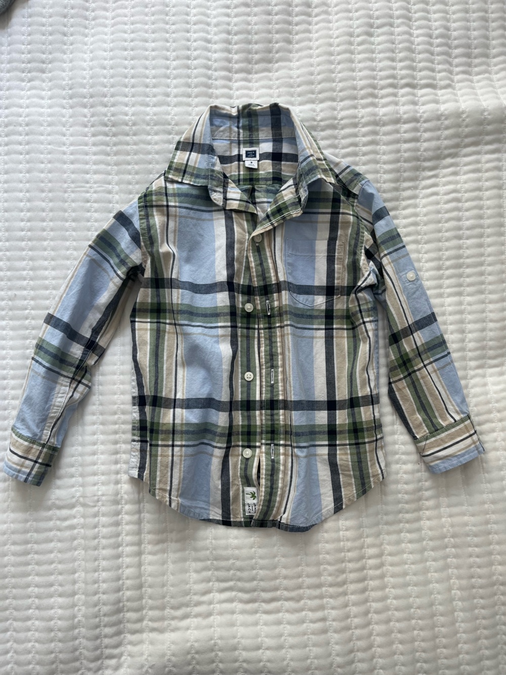 Janie and Jack Plaid Button-Up Shirt - Blue & Green 3T